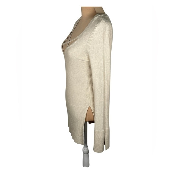 Free People Womens Crisscross Knit Sweater in Ivory Size XS - Picture 8 of 10